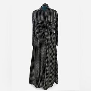 Black Polka Dot Long Sleeve Dress